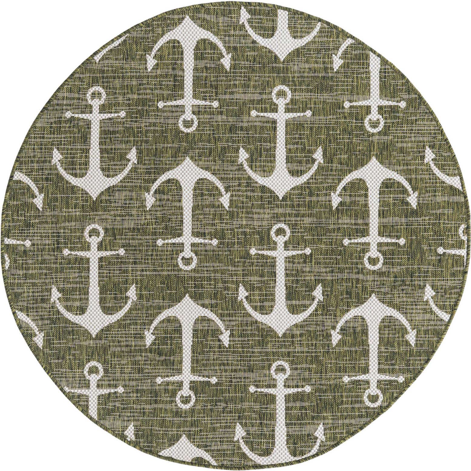 5' 3 x 5' 3 Easy-Clean Coastal Indoor / Outdoor Round Rug