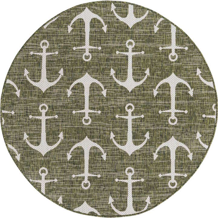5' 3 x 5' 3 Easy-Clean Coastal Indoor / Outdoor Round Rug