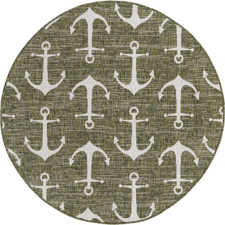 Detail image of 5' 3 x 5' 3 Easy-Clean Coastal Indoor / Outdoor Round Rug