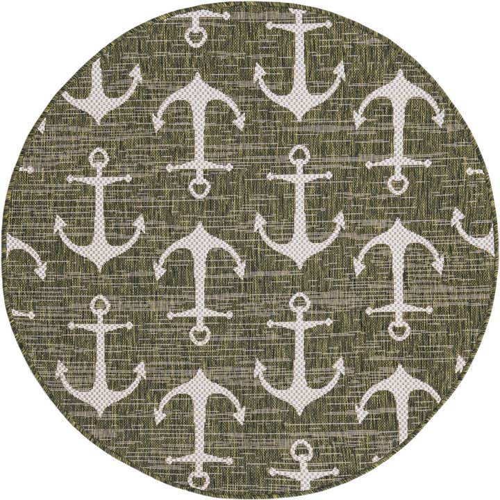 4' x 4' Easy-Clean Coastal Indoor / Outdoor Round Rug