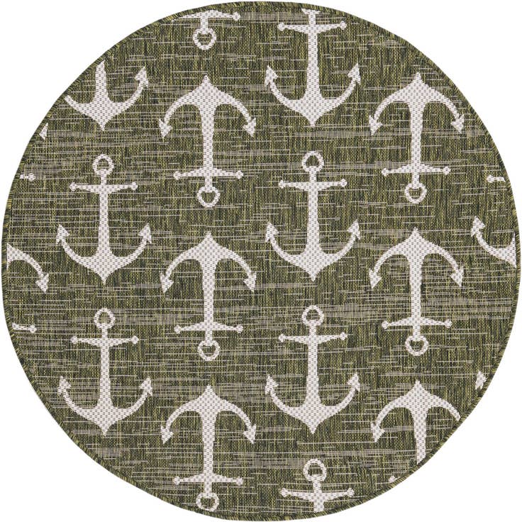 Detail image of 4' x 4' Easy-Clean Coastal Indoor / Outdoor Round Rug