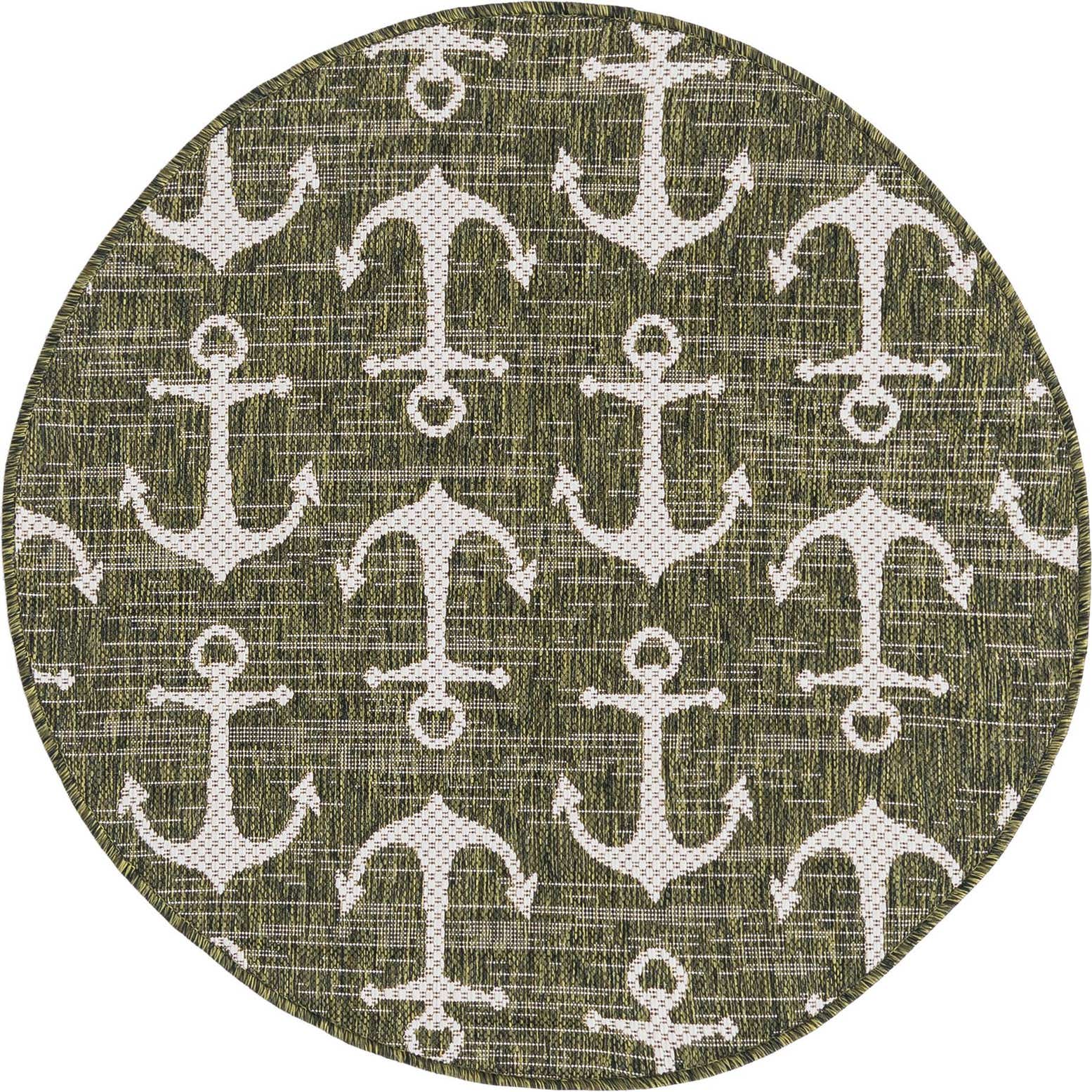 3' x 3' Easy-Clean Coastal Indoor / Outdoor Round Rug