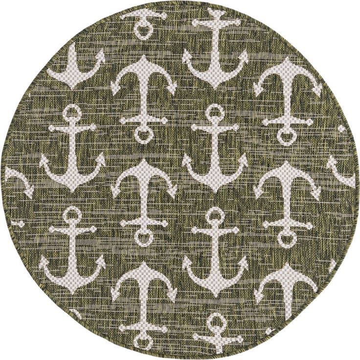 Detail image of 3' x 3' Easy-Clean Coastal Indoor / Outdoor Round Rug