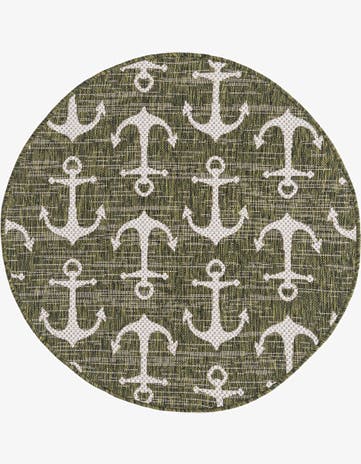 3' x 3' Easy-Clean Coastal Indoor / Outdoor Round Rug