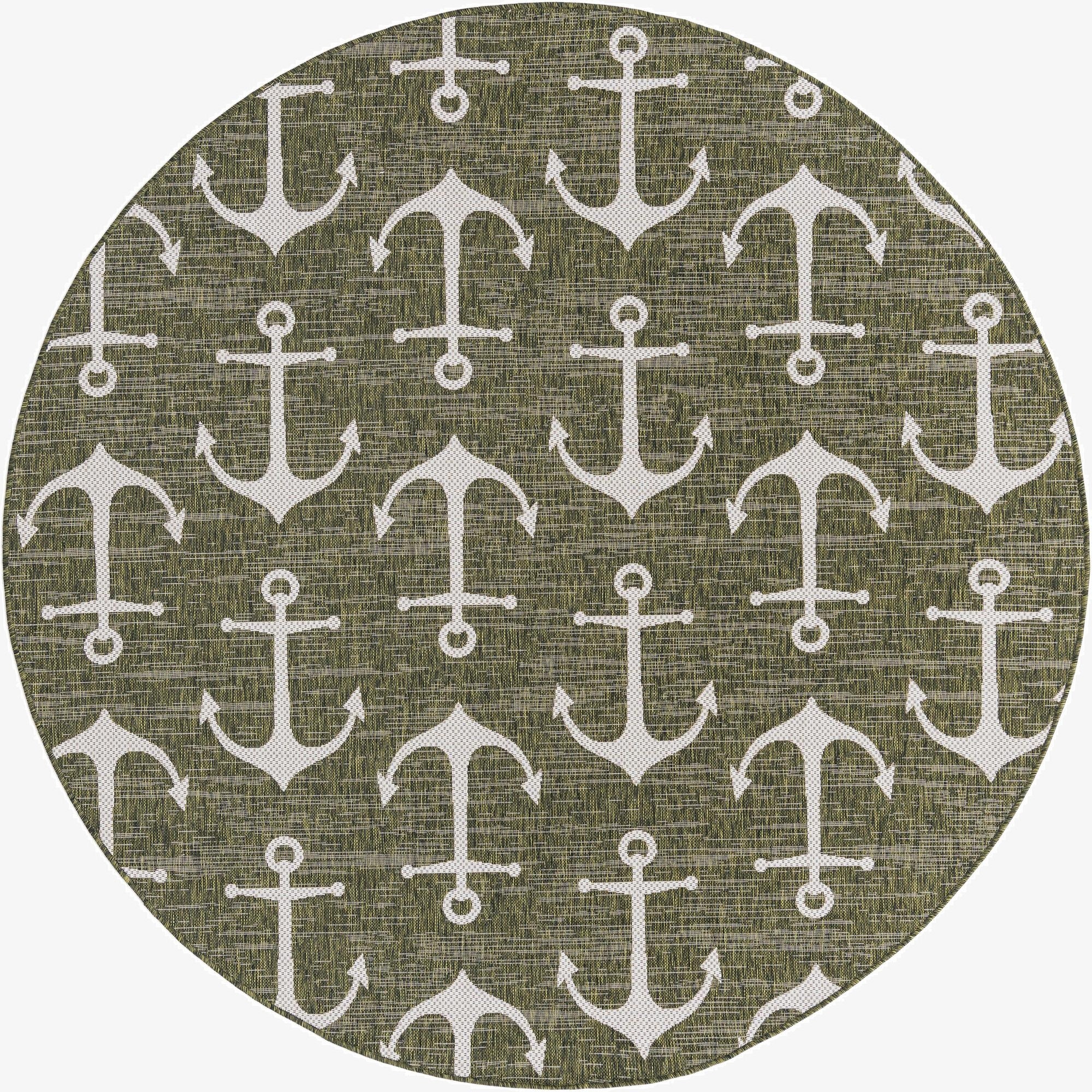 7' 10 x 7' 10  Washable Coastal Indoor / Outdoor Round Rug