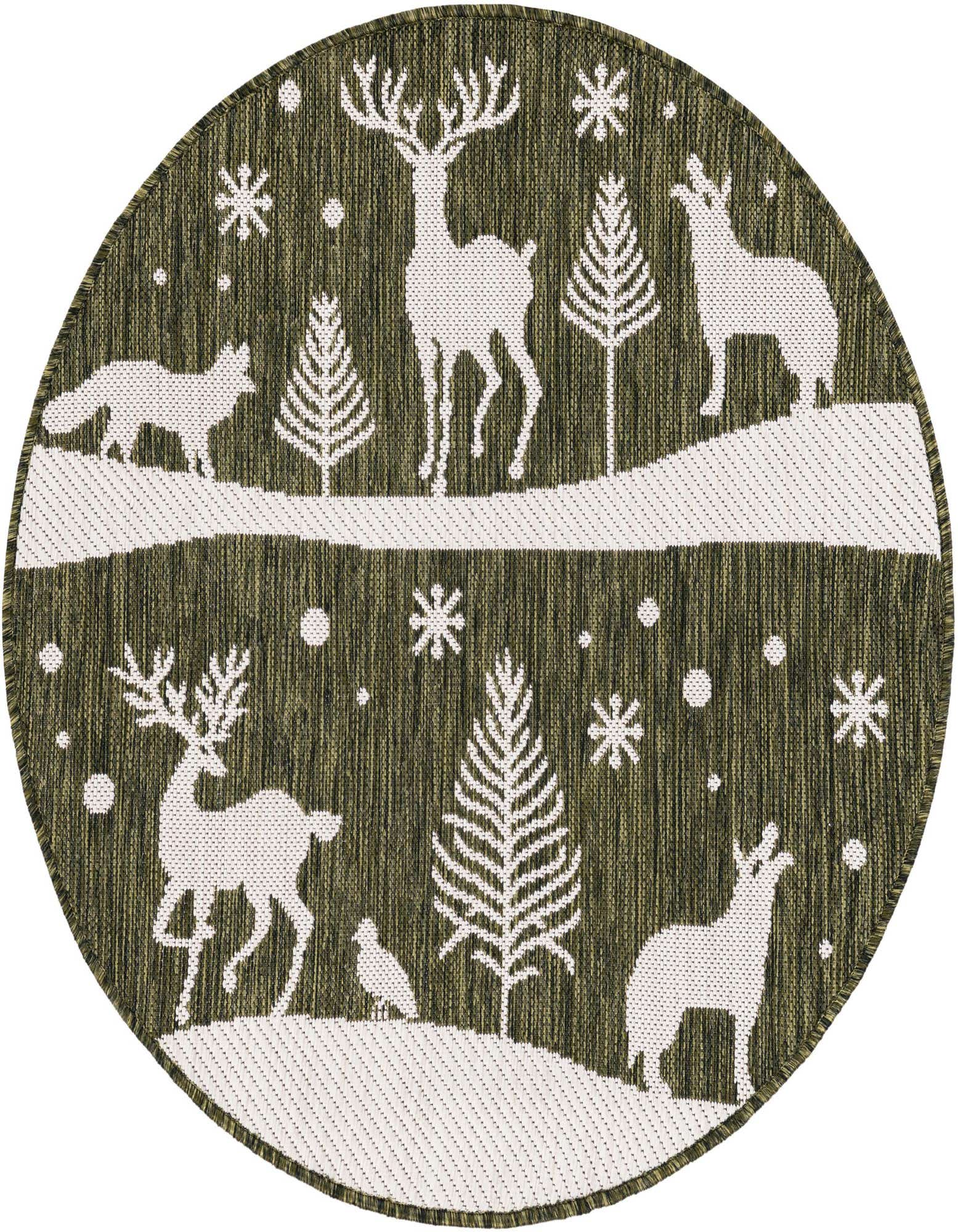 3' x 3' Easy-Clean Holiday Indoor / Outdoor Round Rug