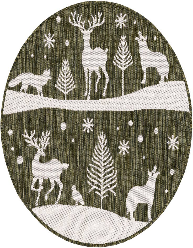 Detail image of 3' x 3' Easy-Clean Holiday Indoor / Outdoor Round Rug