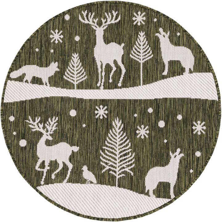 3' x 3' Easy-Clean Holiday Indoor / Outdoor Round Rug
