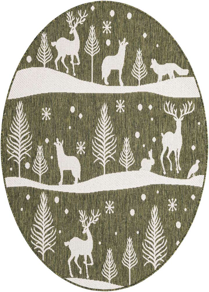 5' 3 x 5' 3 Easy-Clean Holiday Indoor / Outdoor Round Rug