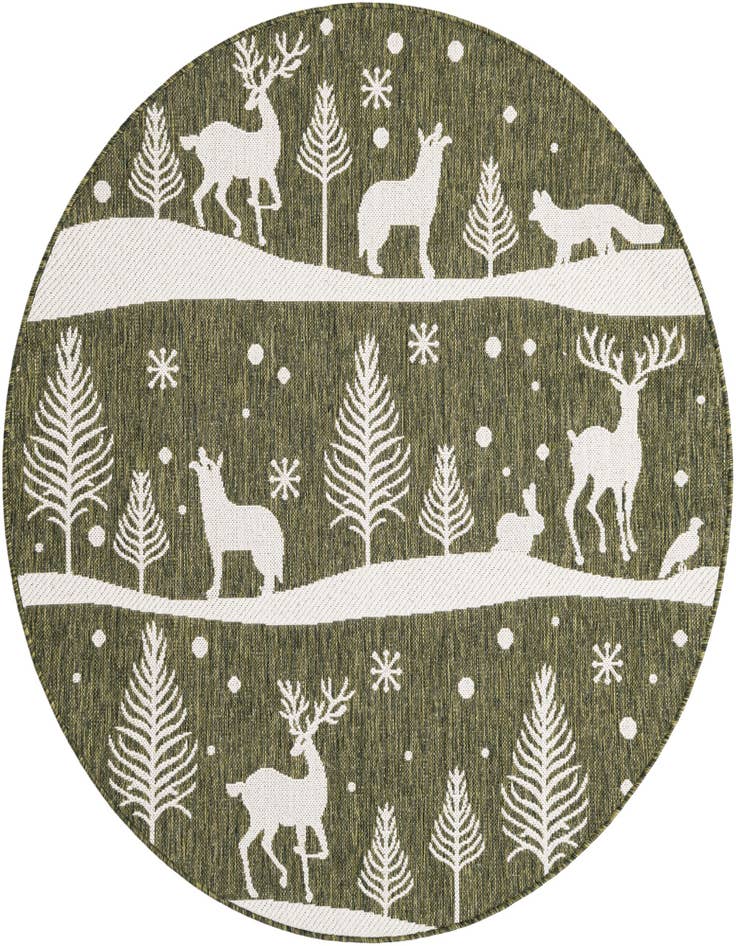 Detail image of 5' 3 x 5' 3 Easy-Clean Holiday Indoor / Outdoor Round Rug