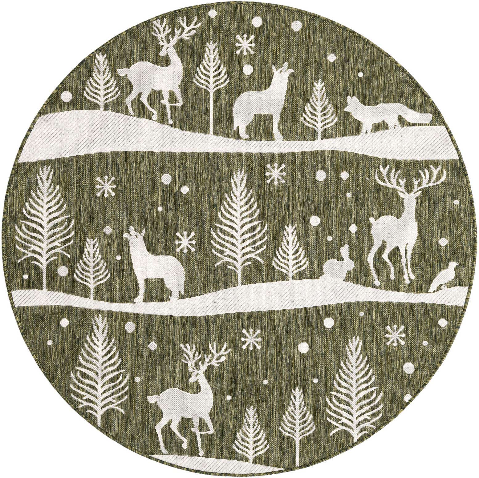 5' 3 x 5' 3 Easy-Clean Holiday Indoor / Outdoor Round Rug