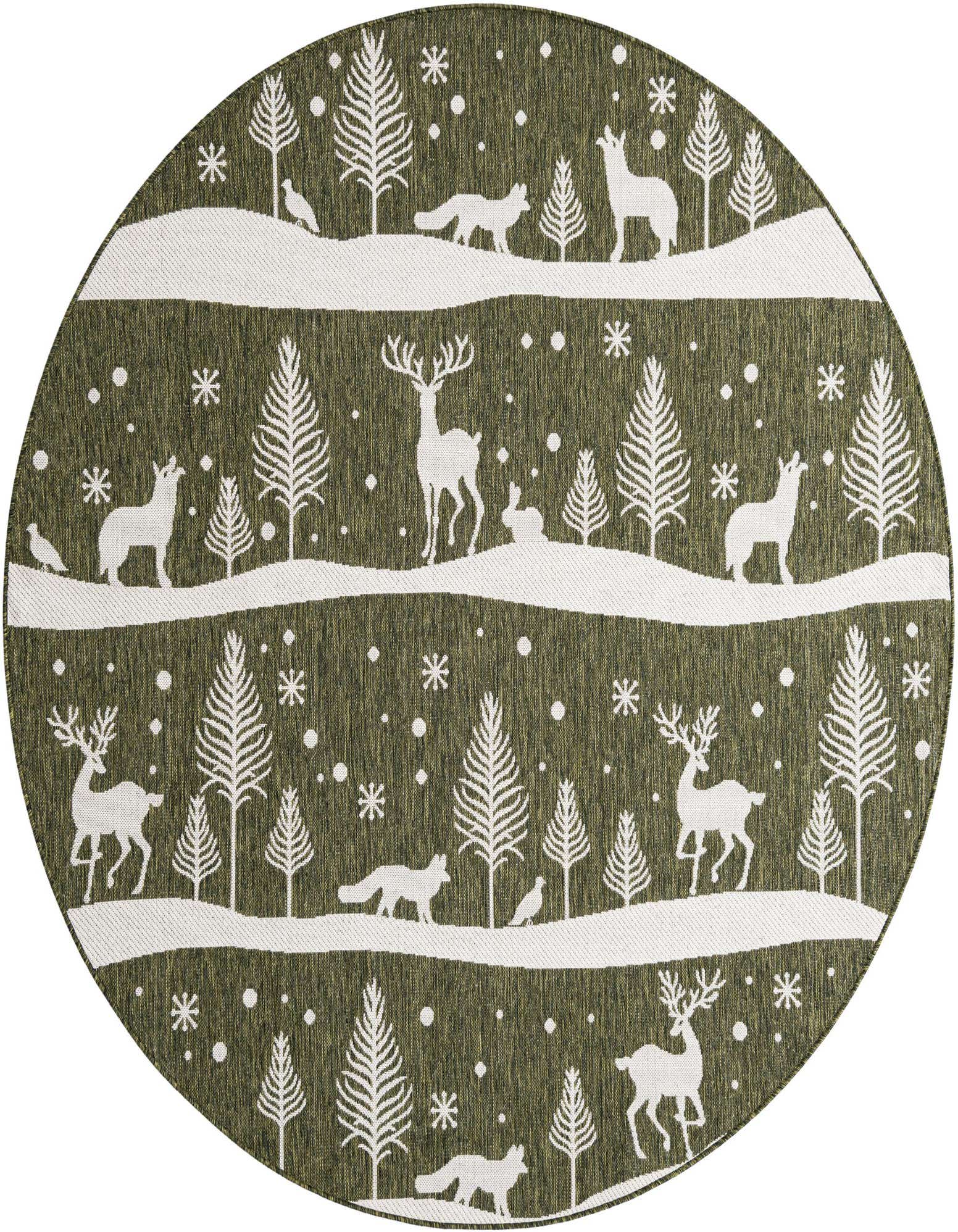 7' 10 x 7' 10 Easy-Clean Holiday Indoor / Outdoor Round Rug