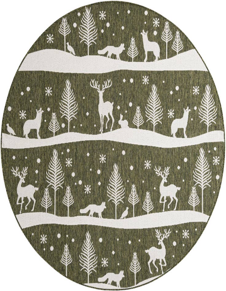 Detail image of 7' 10 x 7' 10 Easy-Clean Holiday Indoor / Outdoor Round Rug