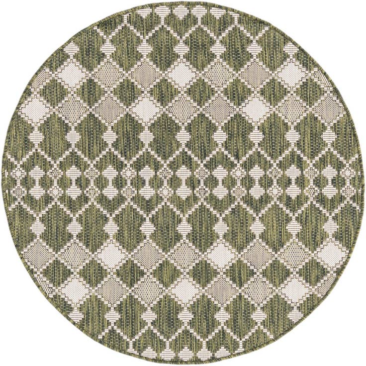 Detailansicht von 125cm x 125cm Leicht zu reinigen Lattice Innen- / Außenbereich Rund Teppich