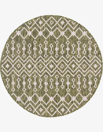 Green Easy-Clean Lattice Indoor / Outdoor Round Rug