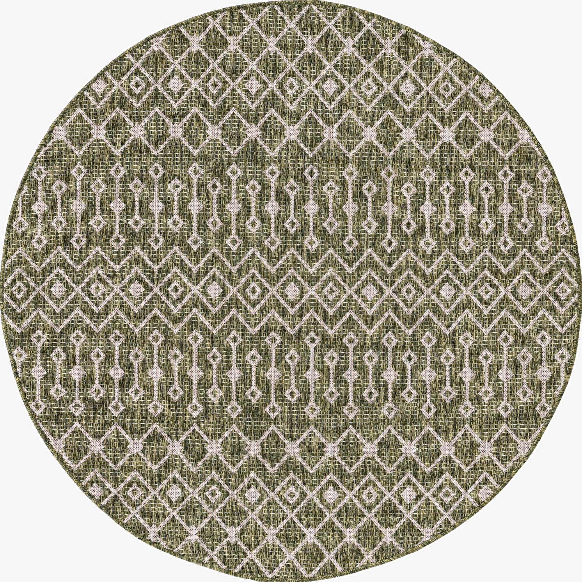 5' 3 x 5' 3 Washable Lattice Indoor / Outdoor Round Rug