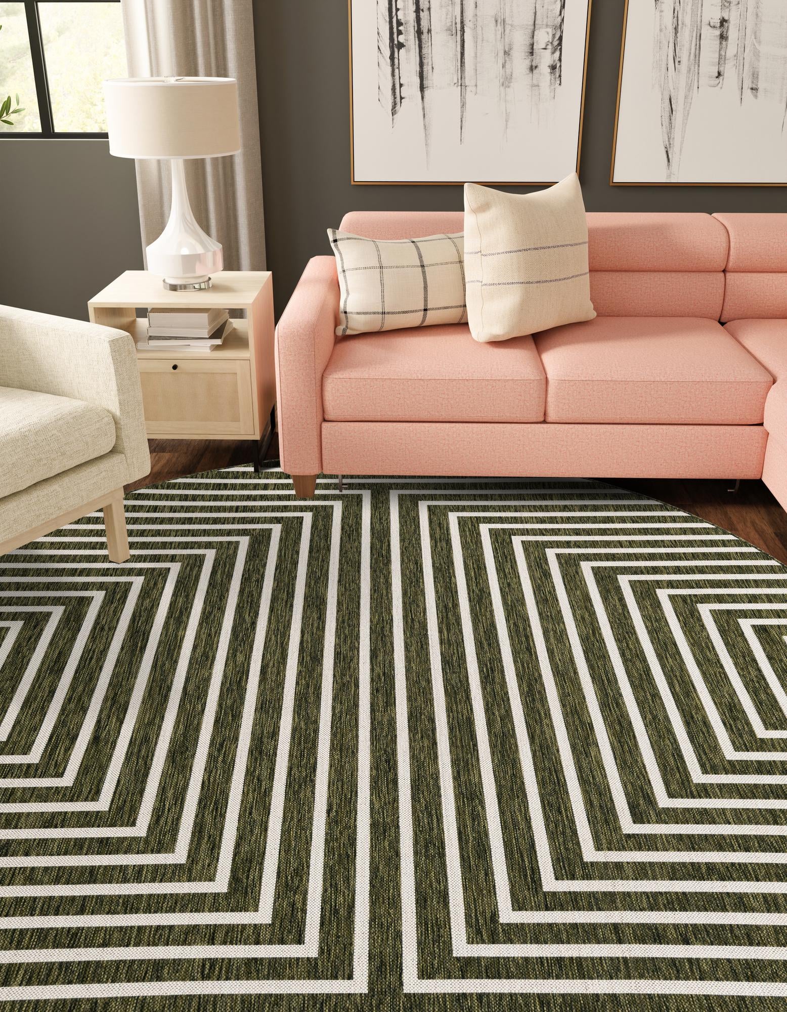 13' x 13'  Washable Modern Indoor / Outdoor Round Rug