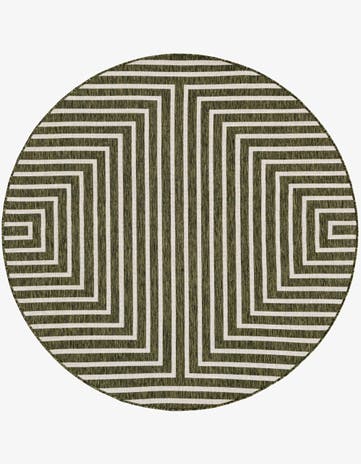 Green Easy-Clean Modern Indoor / Outdoor Round Rug