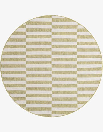 Green Easy-Clean Ribbon Indoor / Outdoor Round Rug