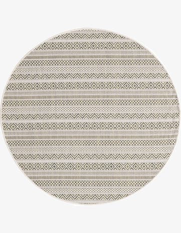 Green Easy-Clean Ribbon Indoor / Outdoor Round Rug