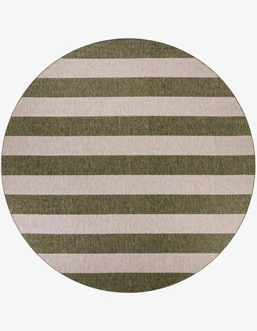 Green Easy-Clean Ribbon Indoor / Outdoor Round Rug