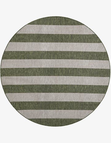 Green Easy-Clean Ribbon Indoor / Outdoor Round Rug