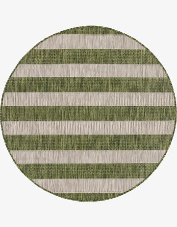 Green Easy-Clean Ribbon Indoor / Outdoor Round Rug