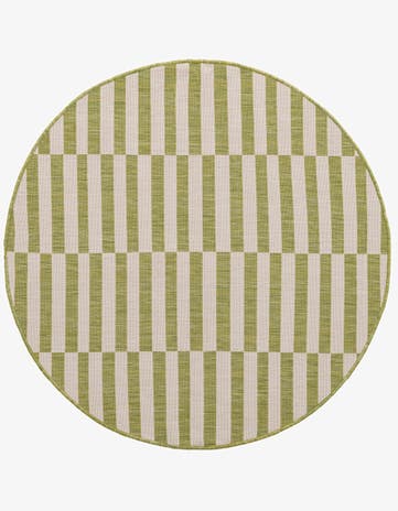 Green Easy-Clean Ribbon Indoor / Outdoor Round Rug