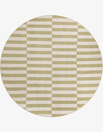 Green Easy-Clean Ribbon Indoor / Outdoor Round Rug