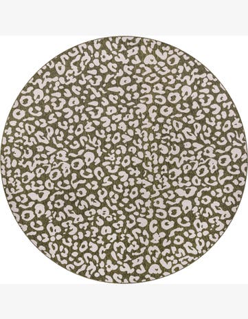 Green Easy-Clean Safari Indoor / Outdoor Round Rug