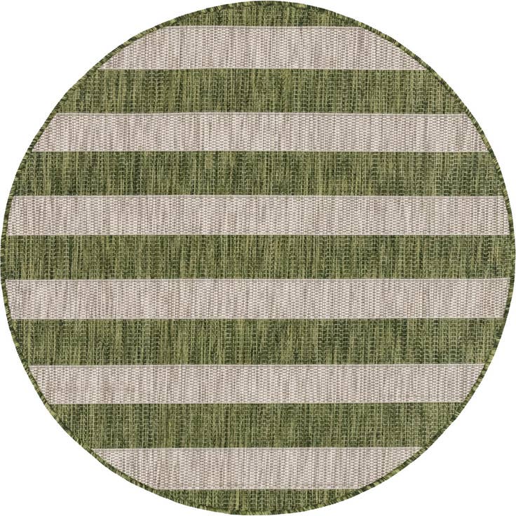 Detail image of 4' x 4' Easy-Clean Striped Indoor / Outdoor Round Rug