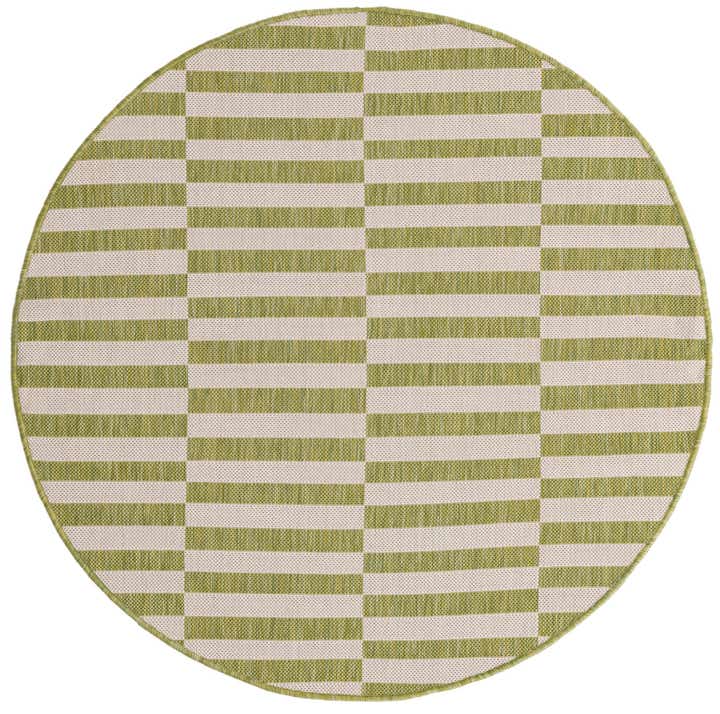 4' x 4' Easy-Clean Striped Indoor / Outdoor Round Rug