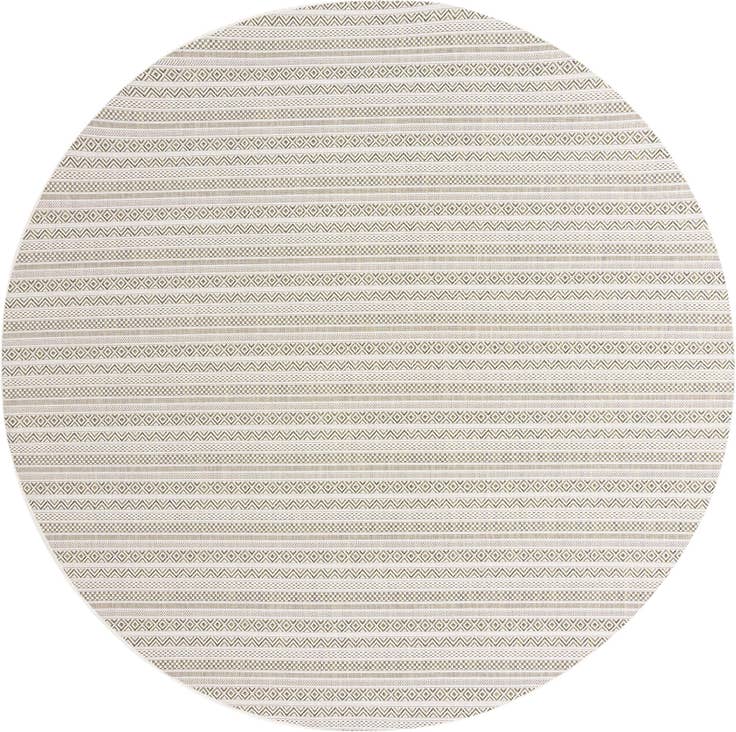 Detail image of 10' x 10' Easy-Clean Striped Indoor / Outdoor Round Rug