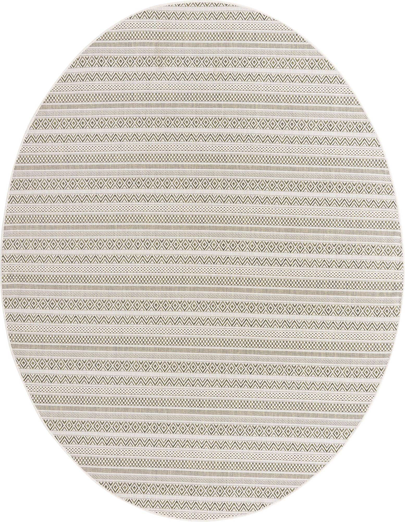 7' 10 x 7' 10 Easy-Clean Striped Indoor / Outdoor Round Rug
