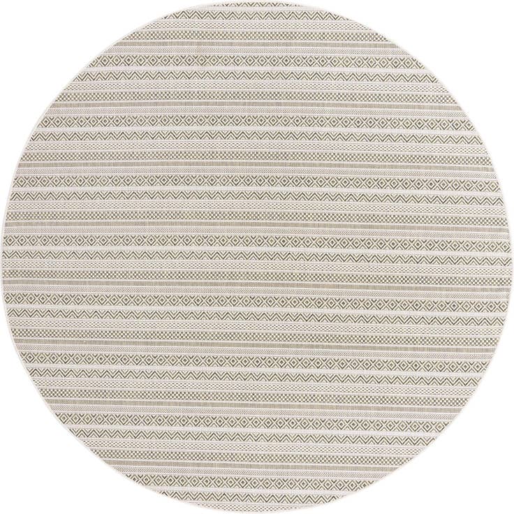 Detail image of 7' 10 x 7' 10 Easy-Clean Striped Indoor / Outdoor Round Rug
