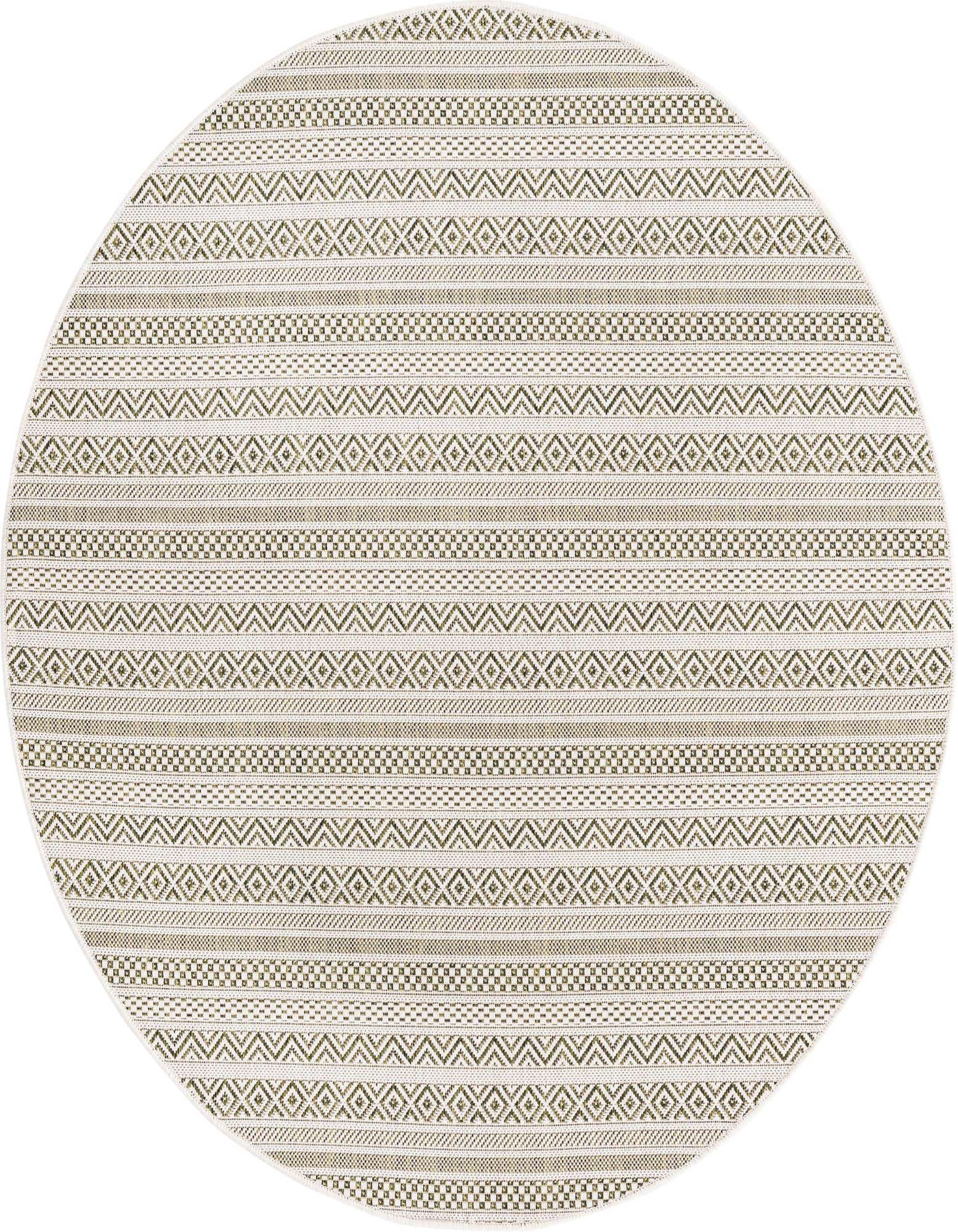 5' 3 x 5' 3 Easy-Clean Striped Indoor / Outdoor Round Rug