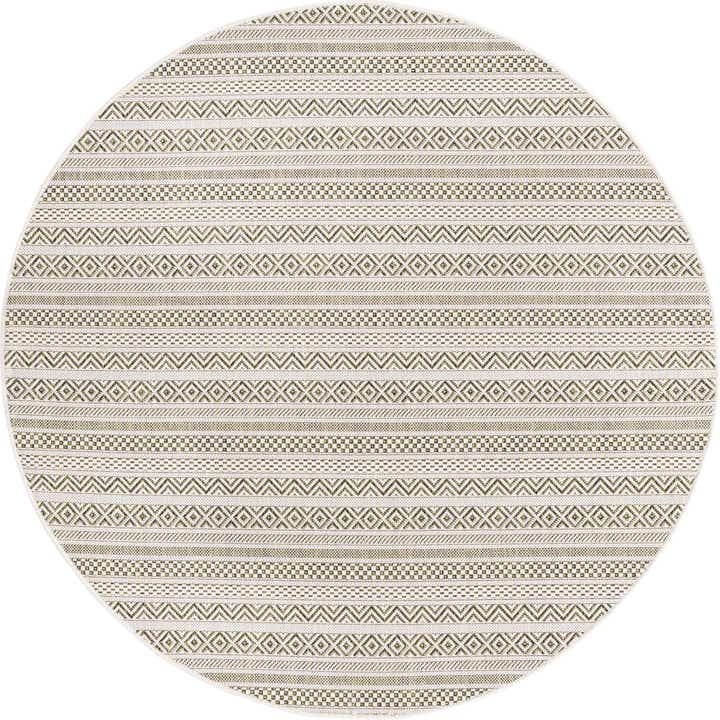 5' 3 x 5' 3 Easy-Clean Striped Indoor / Outdoor Round Rug