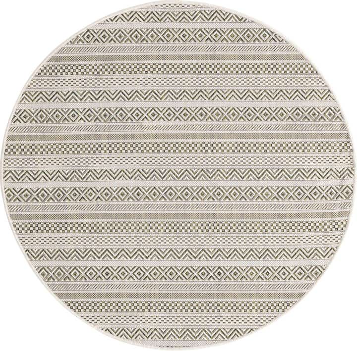 4' x 4' Easy-Clean Striped Indoor / Outdoor Round Rug
