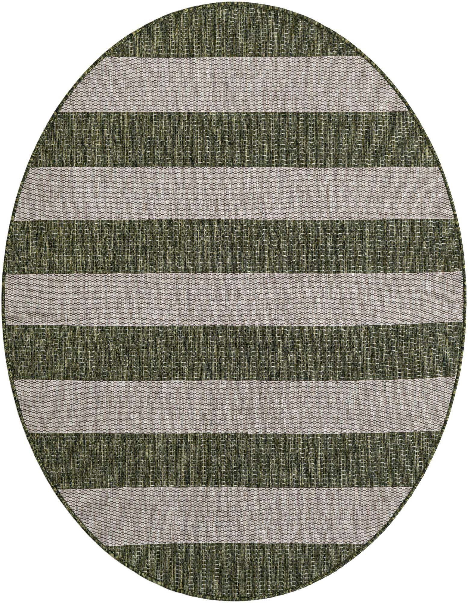 5' 3 x 5' 3 Easy-Clean Striped Indoor / Outdoor Round Rug