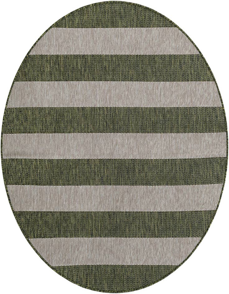 Detail image of 5' 3 x 5' 3 Easy-Clean Striped Indoor / Outdoor Round Rug
