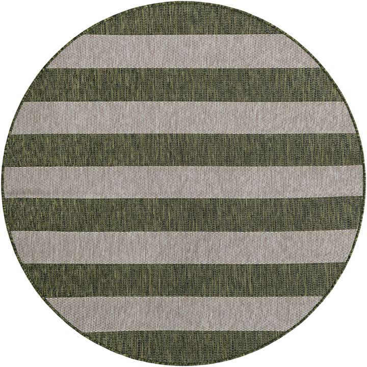 5' 3 x 5' 3 Easy-Clean Striped Indoor / Outdoor Round Rug