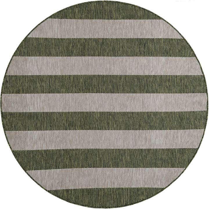 6' x 6' Easy-Clean Striped Indoor / Outdoor Round Rug