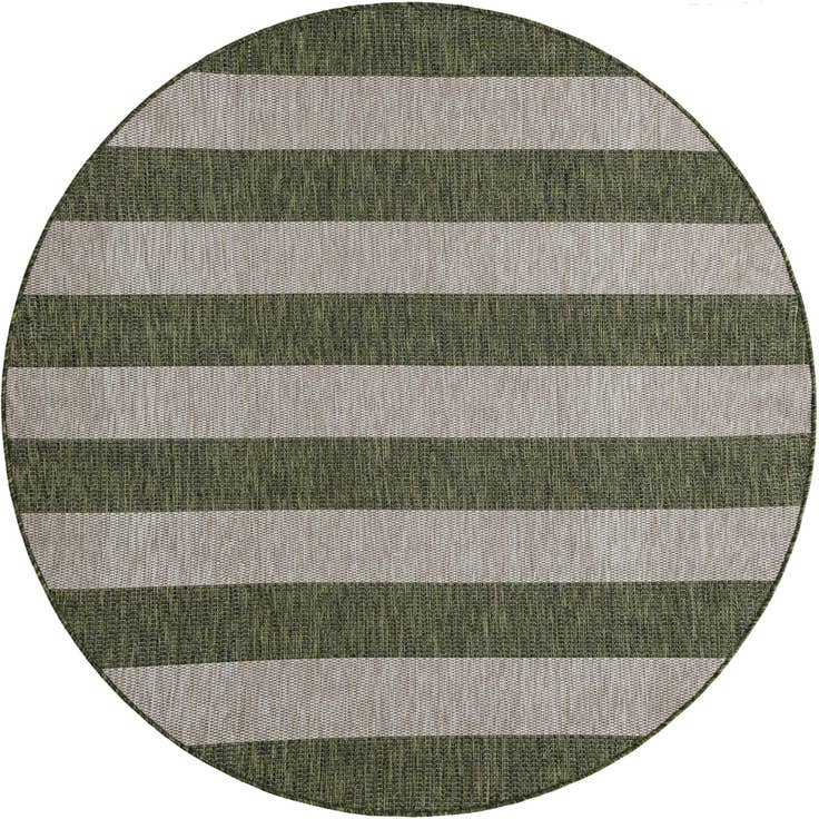 Detail image of 6' x 6' Easy-Clean Striped Indoor / Outdoor Round Rug