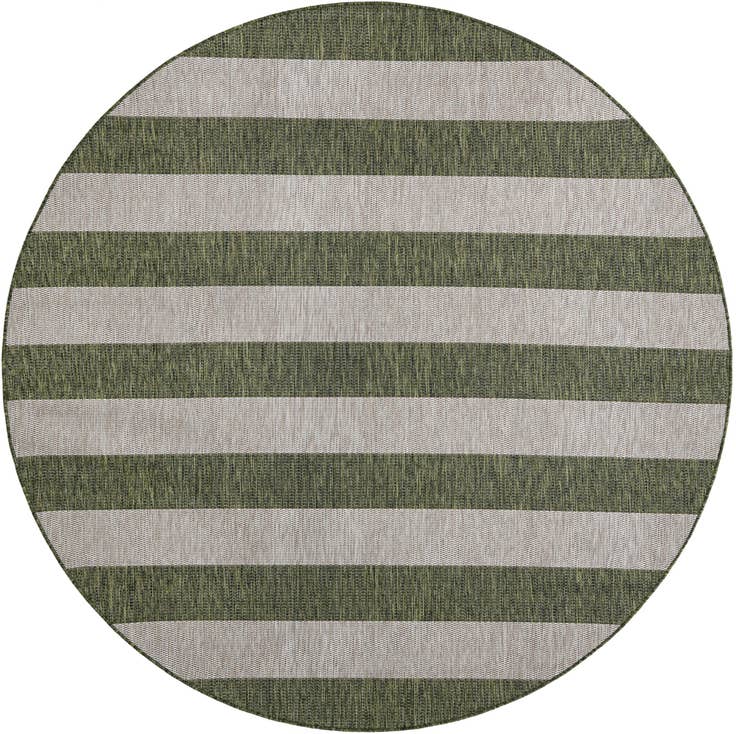 Detail image of 7' 10 x 7' 10 Easy-Clean Striped Indoor / Outdoor Round Rug