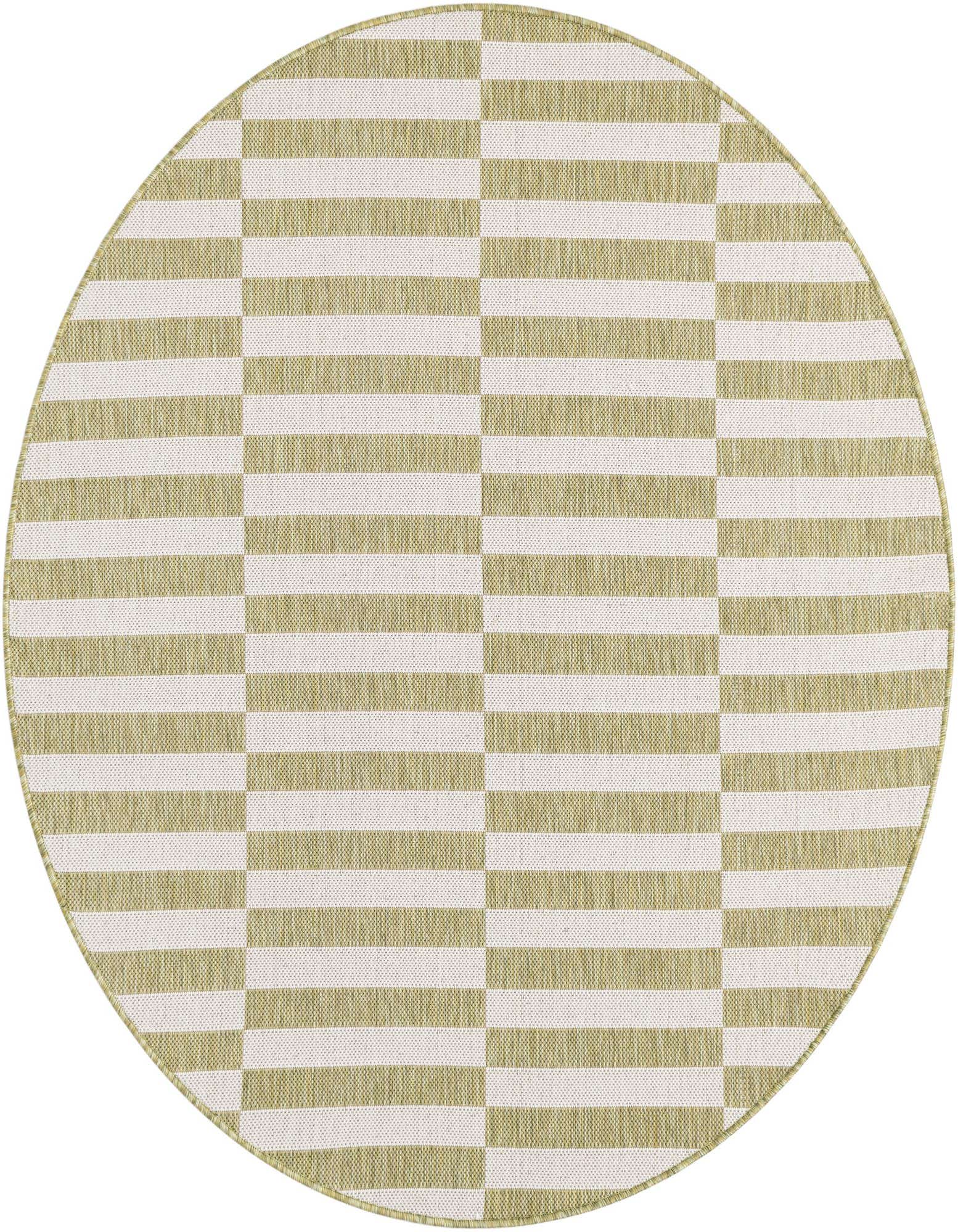 5' 3 x 5' 3 Easy-Clean Striped Indoor / Outdoor Round Rug