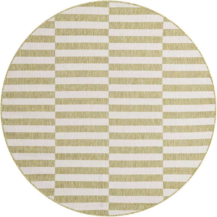 6' x 6' Easy-Clean Striped Indoor / Outdoor Round Rug