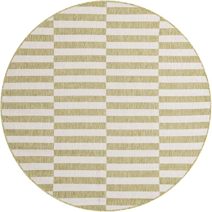 Detail image of 6' x 6' Easy-Clean Striped Indoor / Outdoor Round Rug
