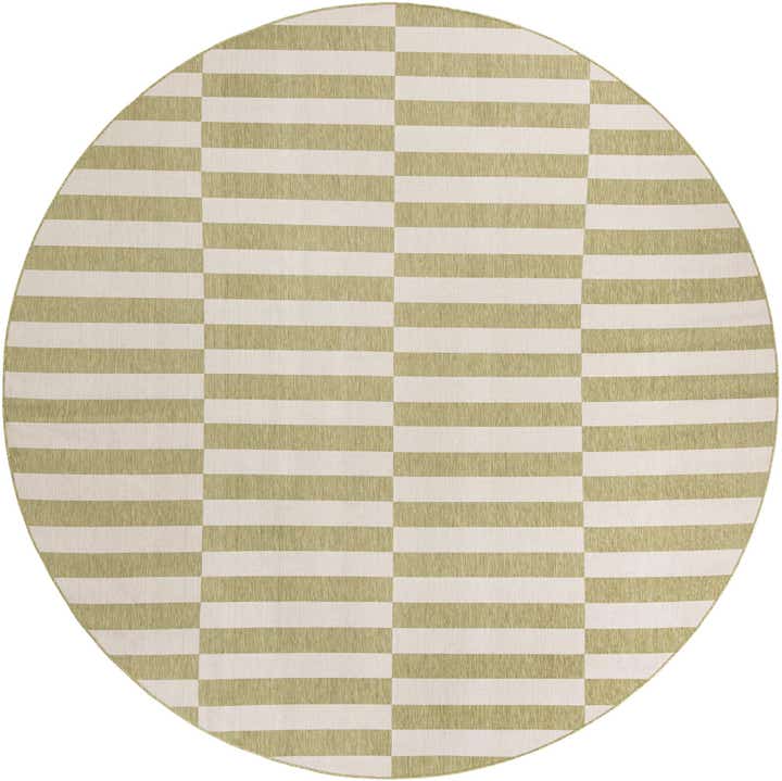 13' x 13' Easy-Clean Striped Indoor / Outdoor Round Rug
