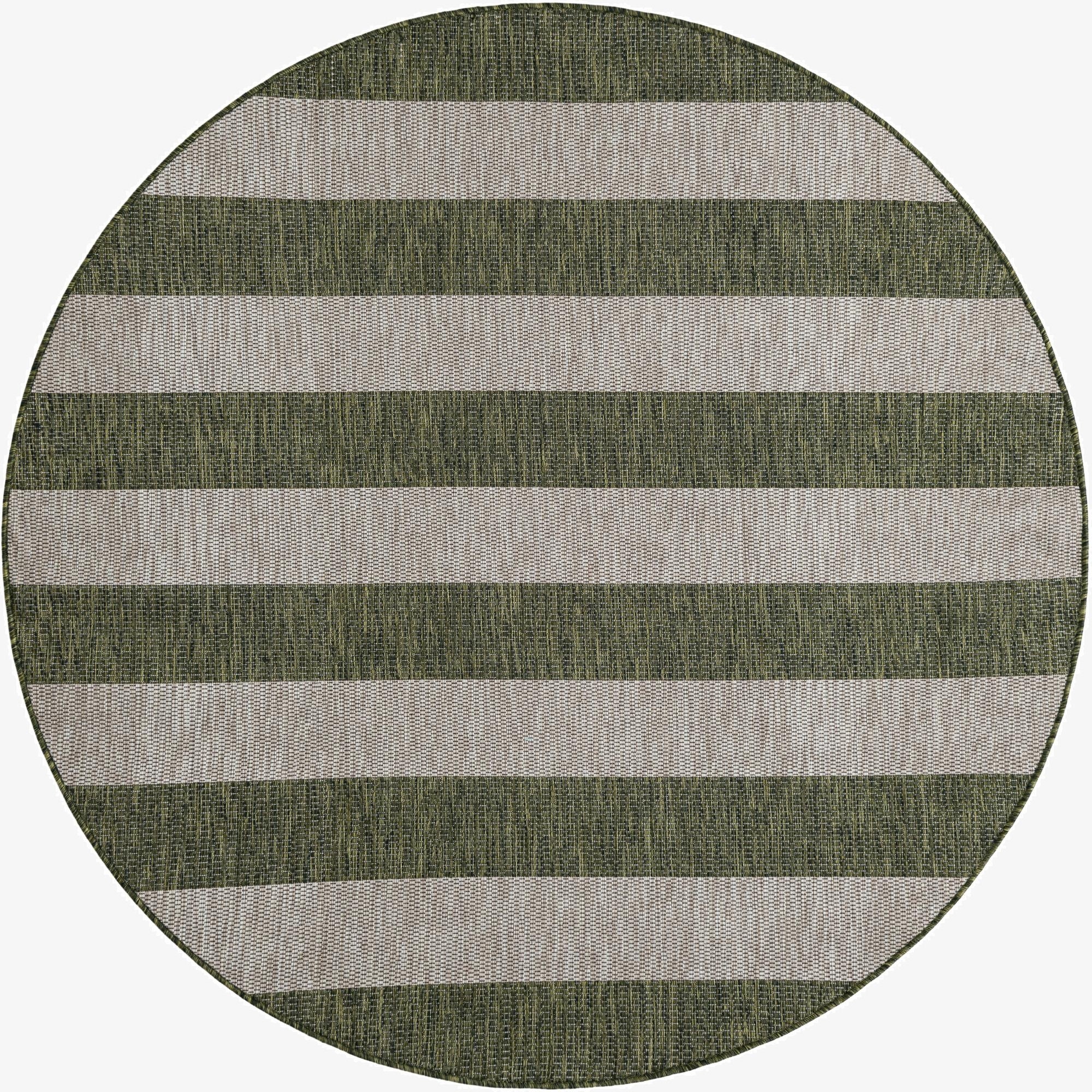 6' x 6'  Washable Striped Indoor / Outdoor Round Rug