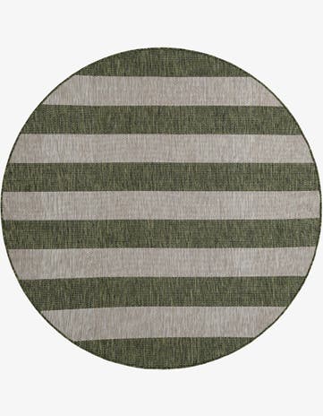 6' x 6' Easy-Clean Striped Indoor / Outdoor Round Rug